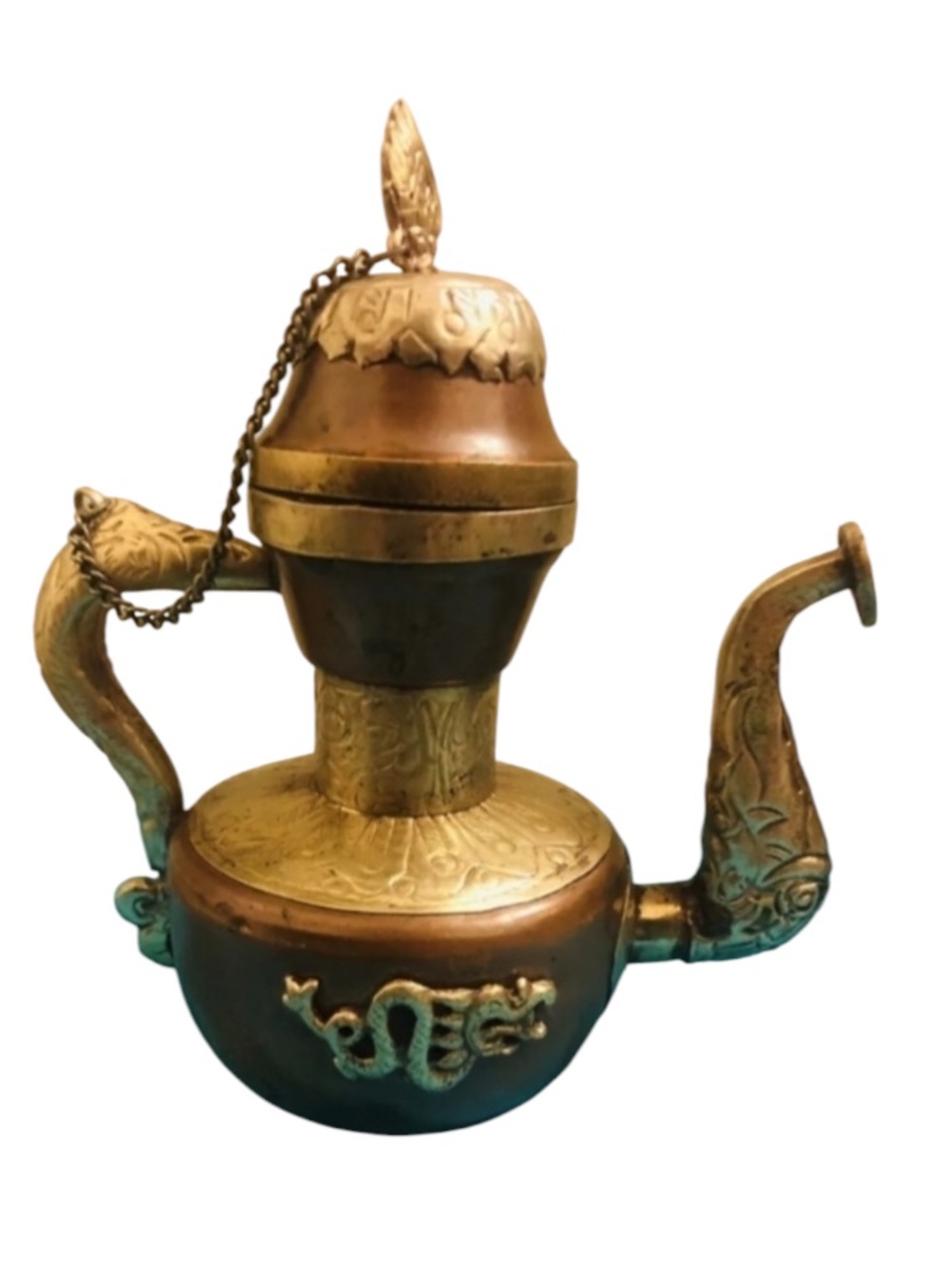 ANTIQUE Chinese Tibetan Dragon Bronze/Copper Teapot